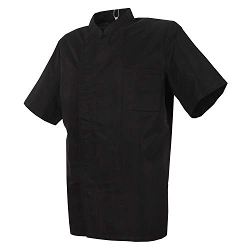 MISEMIYA - Ropa Cocina HOSTELERÍA Bar Restaurante Chaquetas Chef Cocinero Mangas Cortas (Anti Agua - Anti Grasa) - Ref.704 - XL, Negro