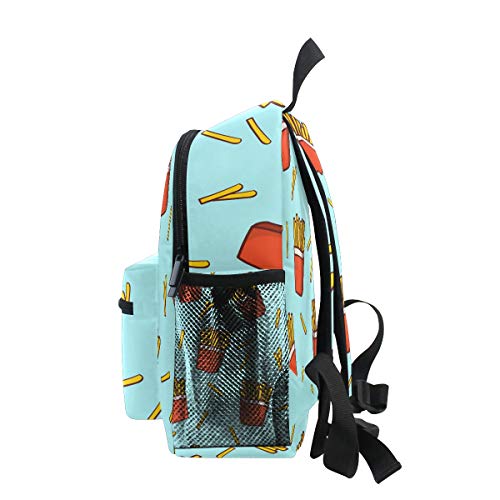 Mochila azul con patatas fritas para la escuela, para niños y niñas, mochila de viaje de 3 a 8 años de edad preescolar