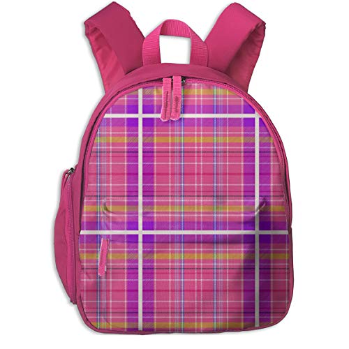 Mochila Infantil niña,Tartan # 28 - Rosa, Púrpura, Verde Lima, Blancanieves_5941 - bravenewart, para escuelas de niños Ropa de Oxford (Rosa)