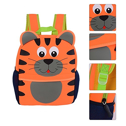 Mochila Infantil para Niños Primaria Pequeña Guardería Mochila Preescolar para Niños de 2-5 Años Dibujo de Animal Lindo (Tigre, 21 * 8 * 26CM)