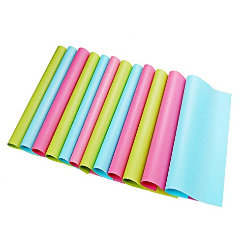 moinkerin 12 Piezas Alfombrillas de Refrigerador Antideslizante Mat Silicona para Armario Zapatero Mesa Cajón Caucho Posavasos Cocina Almohadillas