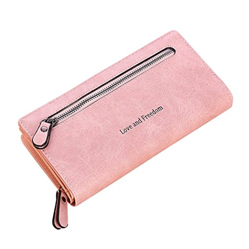 Monedero Larga Cartera de Grandes Piel de Moda Rosado para Mujer H
