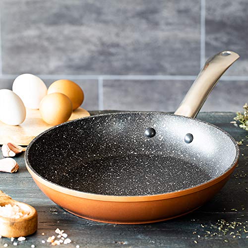 Monix Copper - Sartén 28 cm de aluminio forjado con antiadherente con partículas de titanio, aptas para todo tipo de cocinas, incluso inducción, color cobre