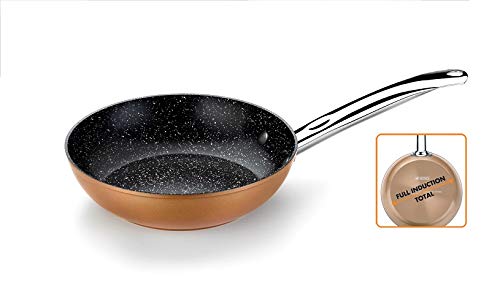 Monix Copper - Sartén 28 cm de aluminio forjado con antiadherente con partículas de titanio, aptas para todo tipo de cocinas, incluso inducción, color cobre