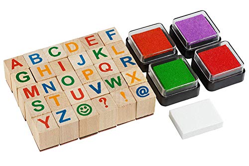 Moore Art- Conjunto de Sellos de Alfabeto de Madera Premium (Playmags 2424.0)
