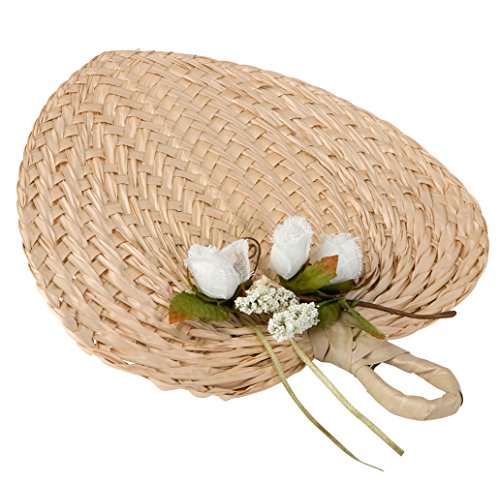 Mopec AA571 Abanico paipay con Porta Notas Floral, Hoja de Palma, marrón, 2 x 29 x 30 cm