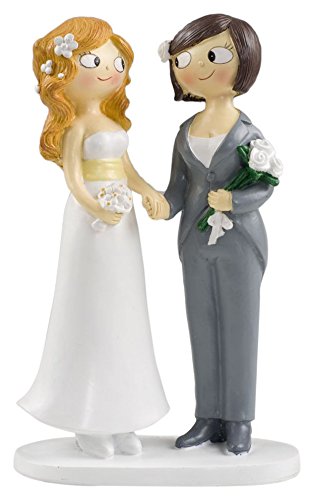 Mopec Figura de Pastel Pareja de Novias Pop & Fun Chicas, Blanco Roto