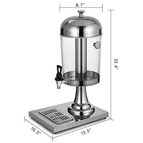 Moracle Dispensador de Bebidas Frías de 8 Litros / 2.1 Gal el Enfriador de Bebida Definitiva Dispensador de Jugos 3.7 kg Comerciales de Acero Inoxidablepara Desayunos Bufé Servicio en Hoteles 8L