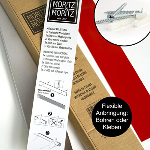 Moritz & Moritz Barra Magnetica para Cuchillos 40 cm - Cuchillero Magnetico - Universal - Acero Inoxidable Cuchillero Magnetico - para Herramientas Otros Utensilios y Organizacion