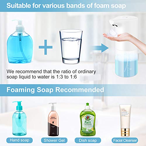 MOSUO Dispensador de Jabón Automático, 350ml Dispensador Jabón con Sensor Infrarrojo Carga USB y IPX4 Impermeable Inteligente Dispensador Jabón para Baño Cocina Oficina Hotel Hospital