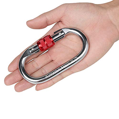 Mu Mianhua 25KN - Mosquetón de escalada de acero duro con cierre de mosquetón, con forma de O, 4 juegos