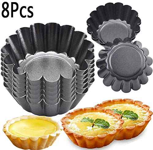 Muffin Cupcake Moulds, BESTZY Tarta redonda antiadherente Tarta de huevo Tarta Estaño Cupcake Pudín Tartaleta Molde Muffin Tazas para hornear - 8pcs