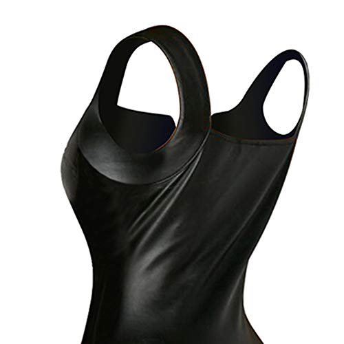 Mujer Cuero Tirantes Sexy Vestido, Fiesta Coctel Vestido sin Mangas Verano V Cuello Vestido Club Bar Mujeres Mid Vestido Ajustado