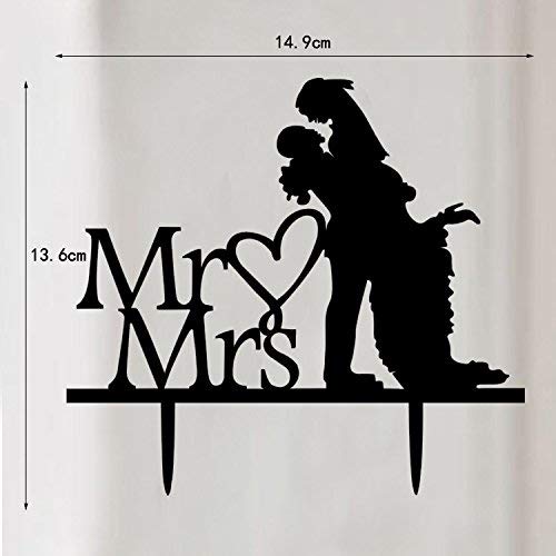 Musuntas personalizada acrílico Mr & Mrs Wedding Cake Topper, la novia y el novio de la boda de la silueta