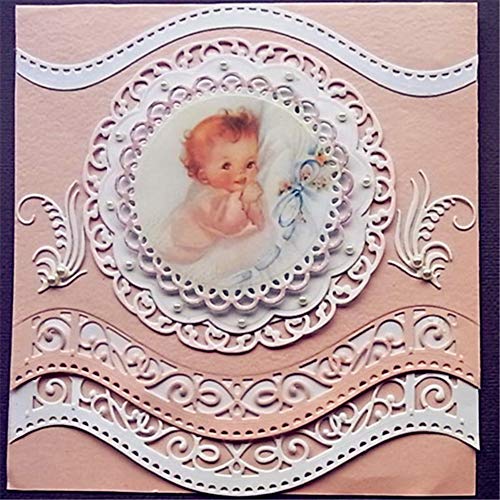 Muzhili3 - Troqueles de corte de metal con borde ondulado para manualidades, álbumes de recortes, tarjetas de papel, plantillas, color plateado
