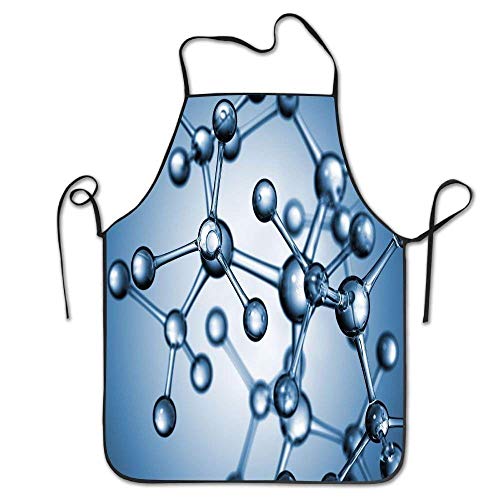 N / A Chefs Delantal,Delantal Cocina,Arte Molecular Durable Lavable Cocina Overlock Delantales Madre Regalo Cocina Hornear Restaurante Unisex Profesional