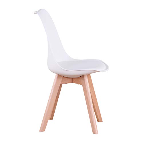 N / A Pack de 4 Sillas Tulip, Sillas de Comedor, Asiento Acolchado Suave, Sillas Respaldo Ergonómico (Blanco)