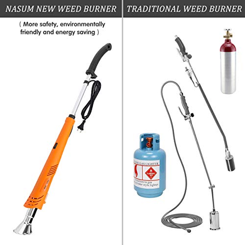 NASUM Quemador de Herbicidas, Quemador de Malas Hierbas Eléctricas, 2000W 230V Temperatura de Trabajo Máxima 650 ℃, contra Malas Hierbas, Naranja (Nuevo)