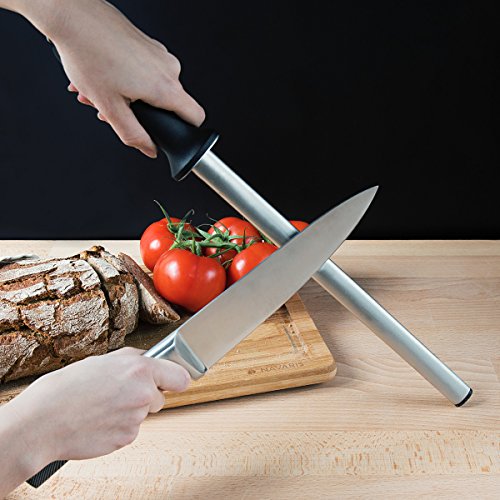 Navaris afilador de cuchillos - Chaira de diamante para afilar cuchillo - Afiladora de cuchillos de 31CM de largo - Chaira ovalada sacapuntas
