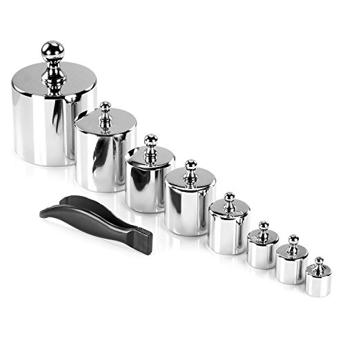 Neewer 8 piezas de 1000 Gramos de Peso de Calibración de Acero Inoxidable (500g 200g 2x100g 50g 20g 20g 10g) con Estuche y Pinzas para Balanza de Joyería Digital Pesas de Laboratorio de Ciencias