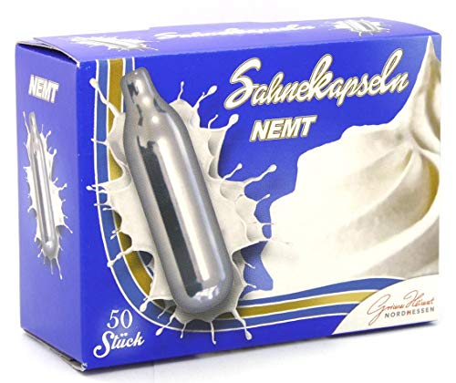 NEMT 50 X N2O Carga CAPSULAS Cargas de sifon Nata ISI, Mosa, ISI, Kayser, Mastrad, Cream Whipper Charger