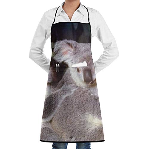 Neoqwez - Delantal de trabajo para bebé, diseño de osito de koala con madre y vida silvestre, delantal de barbacoa, atractivo delantal de cocina para el hogar, 52 x 72 cm