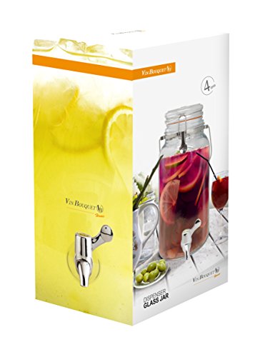 NERTHUS FIH 168 - Dispensador 4 litros, dispensador de bebidas de vidrio con grifo