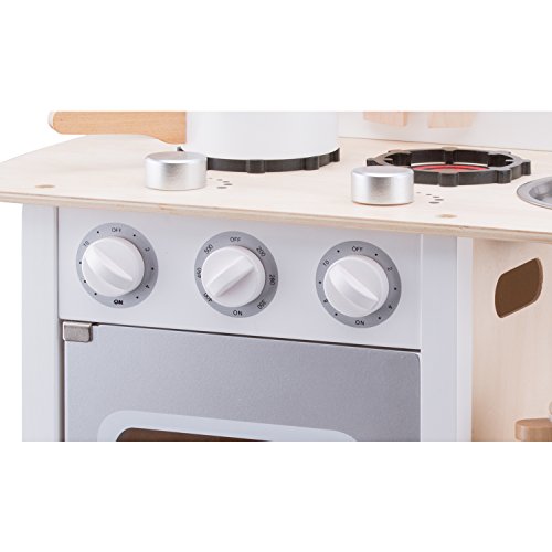 New Classic Toys Toys-11053 Kitchenette-Bon Appetit-White/Silver, Color Blanco (11053)