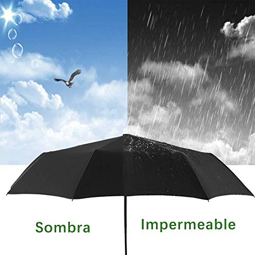Newdora Paraguas Plegable Automático Negro Impermeable 10 Armazones de Metal Compacto Resistencia contra Viento para Viaje para Hombres y Mujeres