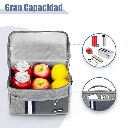 Newdora Térmica Porta Alimentos 6L Hermética Bolsa Térmica Plegable Bolso Nevera Térmica Tela Bolsas Térmicas para Llevar Comida Nevera Almuerzo para Adulto Mujer Niños Trabajo Oficina Playa Viaje