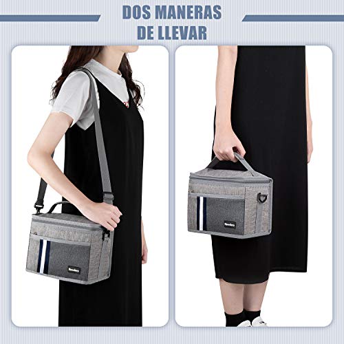 Newdora Térmica Porta Alimentos 6L Hermética Bolsa Térmica Plegable Bolso Nevera Térmica Tela Bolsas Térmicas para Llevar Comida Nevera Almuerzo para Adulto Mujer Niños Trabajo Oficina Playa Viaje