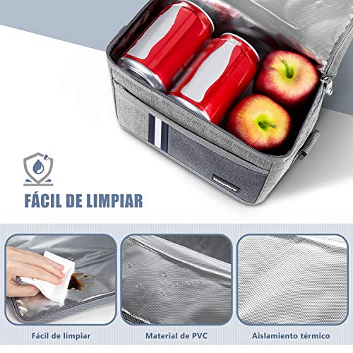 Newdora Térmica Porta Alimentos 6L Hermética Bolsa Térmica Plegable Bolso Nevera Térmica Tela Bolsas Térmicas para Llevar Comida Nevera Almuerzo para Adulto Mujer Niños Trabajo Oficina Playa Viaje