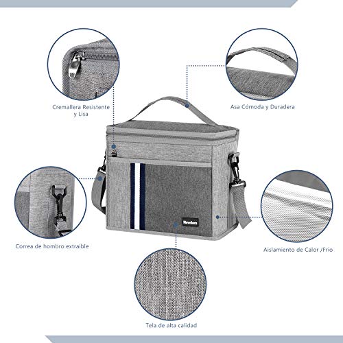 Newdora Térmica Porta Alimentos 6L Hermética Bolsa Térmica Plegable Bolso Nevera Térmica Tela Bolsas Térmicas para Llevar Comida Nevera Almuerzo para Adulto Mujer Niños Trabajo Oficina Playa Viaje