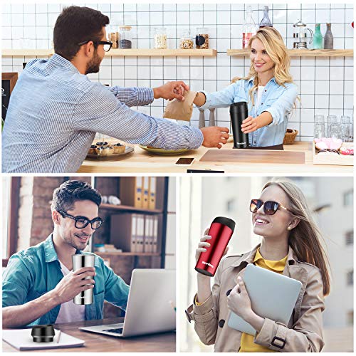 Newdora Termo Café, Vaso Termico Cafe de 380ml con Tapa, Botella Acero Inoxidable Agua para Viajes Oficina en casa Escuela Trabajos Camping
