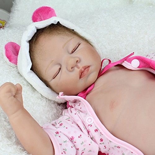 Nicery 22inch Renacido de la muñeca de Silicona Suave Vinilo 55cm magnética Boca Realista Muchacha del Muchacho de Juguete de Color Rosa Dormir Ojos Cierre del Oso Reborn Doll A3ES
