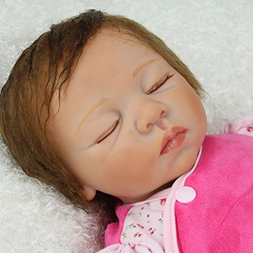 Nicery 22inch Renacido de la muñeca de Silicona Suave Vinilo 55cm magnética Boca Realista Muchacha del Muchacho de Juguete de Color Rosa Dormir Ojos Cierre del Oso Reborn Doll A3ES
