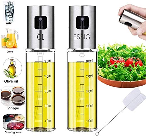 Nifogo Oil Sprayer,Pulverizador de vinagre y aceite, Vinagre/Aceite de oliva de Acero Inoxidable Botella de Vidrio para Herramienta （100ml）