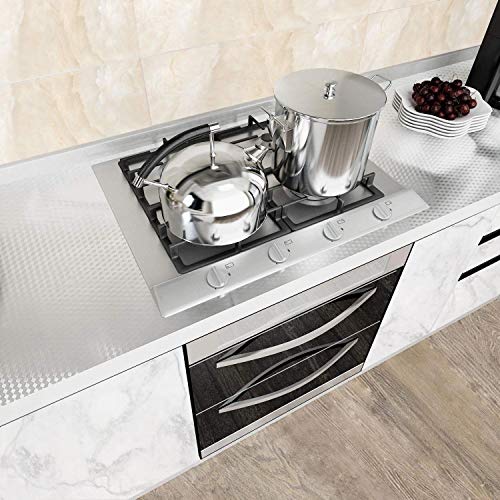 Niviy Autoadhesiva Aluminio Pegatinas de Papel Fondo Pantalla Pintado Pegatina Impermeable Prueba de Aceite Para Decorar Muebles Cocina(40 Cm X 2 M)