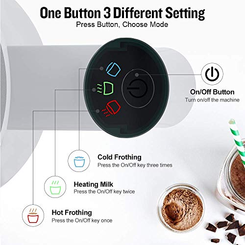 Nobebird Espumador de Leche, Vaporizador de Leche Eléctrico de Hacer Leche Fría y Caliente, Espumador y Calentador de Leche Automático para Café, Bombones Calientes, Café con Leche, Capuchino, Negro