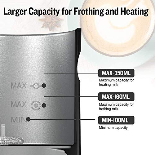Nobebird Espumador de Leche, Vaporizador de Leche Eléctrico de Hacer Leche Fría y Caliente, Espumador y Calentador de Leche Automático para Café, Bombones Calientes, Café con Leche, Capuchino, Negro