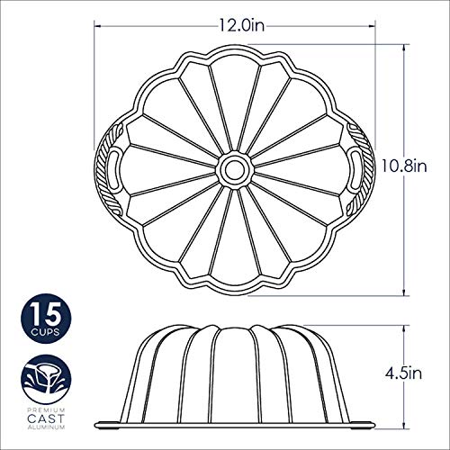 Nordicware 50037 - Molde para repostería, diseño Jubiläums-Bundt, color plateado