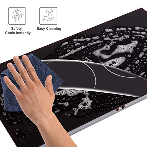 NOXTON Placa Vitrocerámica con 2 Zonas De Cocción Construido en Placas eléctricas de 30 cm Placa Caliente de Cristal Negro Estufa con Sensor de Control táctil Superior