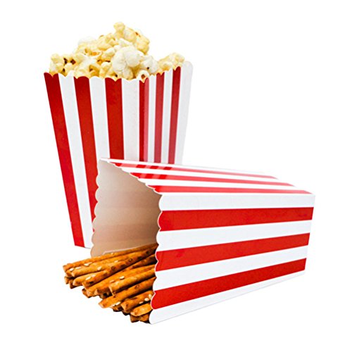 NUOLUX Cajas de palomitas de maíz porta contenedores de palomitas de maíz cartones bolsas de papel caja de raya para el partido, 24pcs