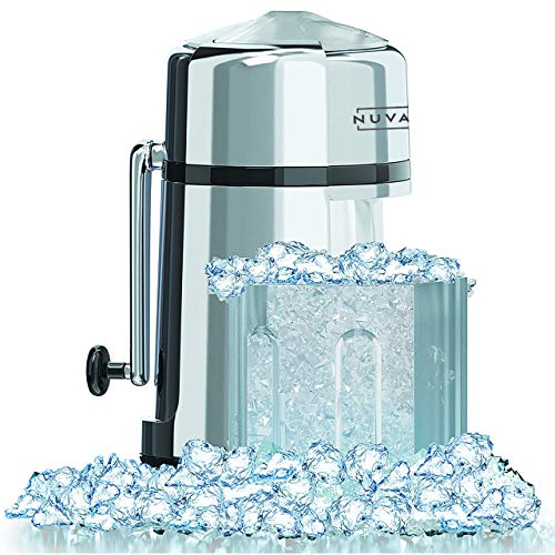 Nuvantee - Trituradora de hielo manual de acero al carbono con construcción de aleación de zinc a prueba de óxido, antideslizante, fácil de usar, manivela de mano – cromado