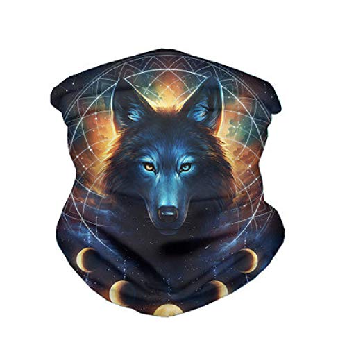 N/X Turbante Mágico Multifuncional Al Aire Libre Protección De Babero Tubular Patrón De Animal De Equitación (Black Wolf)