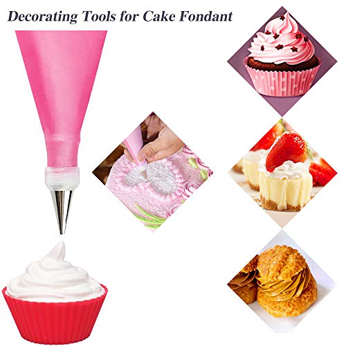 O-Kinee Boquillas Rusas de Reposteria,10pcs Boquillas para Manga pastelera, Set Decoración de Cupcakes y Tartas, Incluir 10 Boquillas, 2 Acopladores, 2 Bolsa de Silicona, Clips, Cepillos de Limpieza