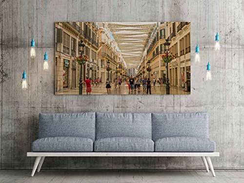Oedim Cuadro Lienzo Impresión Digital Urbano Calle Larios Malaga | Multicolor | Cuadro Lienzo de 100 x 60 cm | Lienzo Enmarcado Ligero, Resistente y Económico