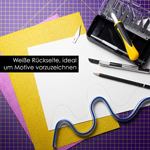 OfficeTree Cartulina con Purpurina A4 Colorido - Cartulina Purpurina 15 Colores - 35 Hojas 250g/m² - Papel de Cartulina Brillante para hacer manualidades y crear diseños únicos