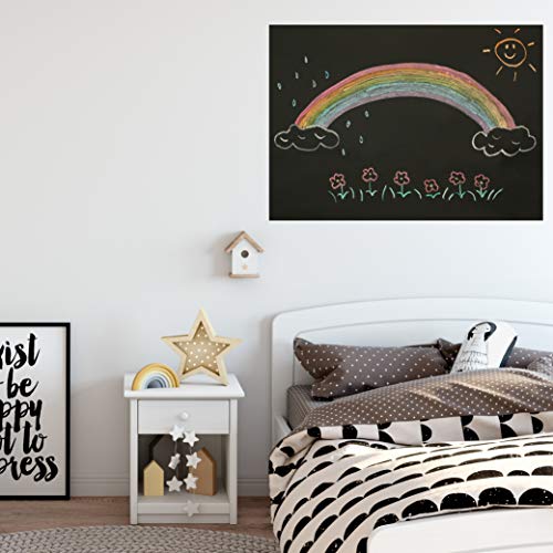 OfficeTree Lámina magnética autoadhesiva - Pizarra decorativa grande de 50x70 cm - Con paño y 2 x tizas incluidas - Lámina de pizarra con fuerza adhesiva magnética