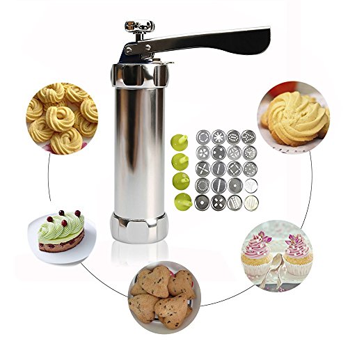 OFKPO Prensador de Metal para Galletas con 20 Plantillas, Pistola para Decoración de Tartas y Galletas
